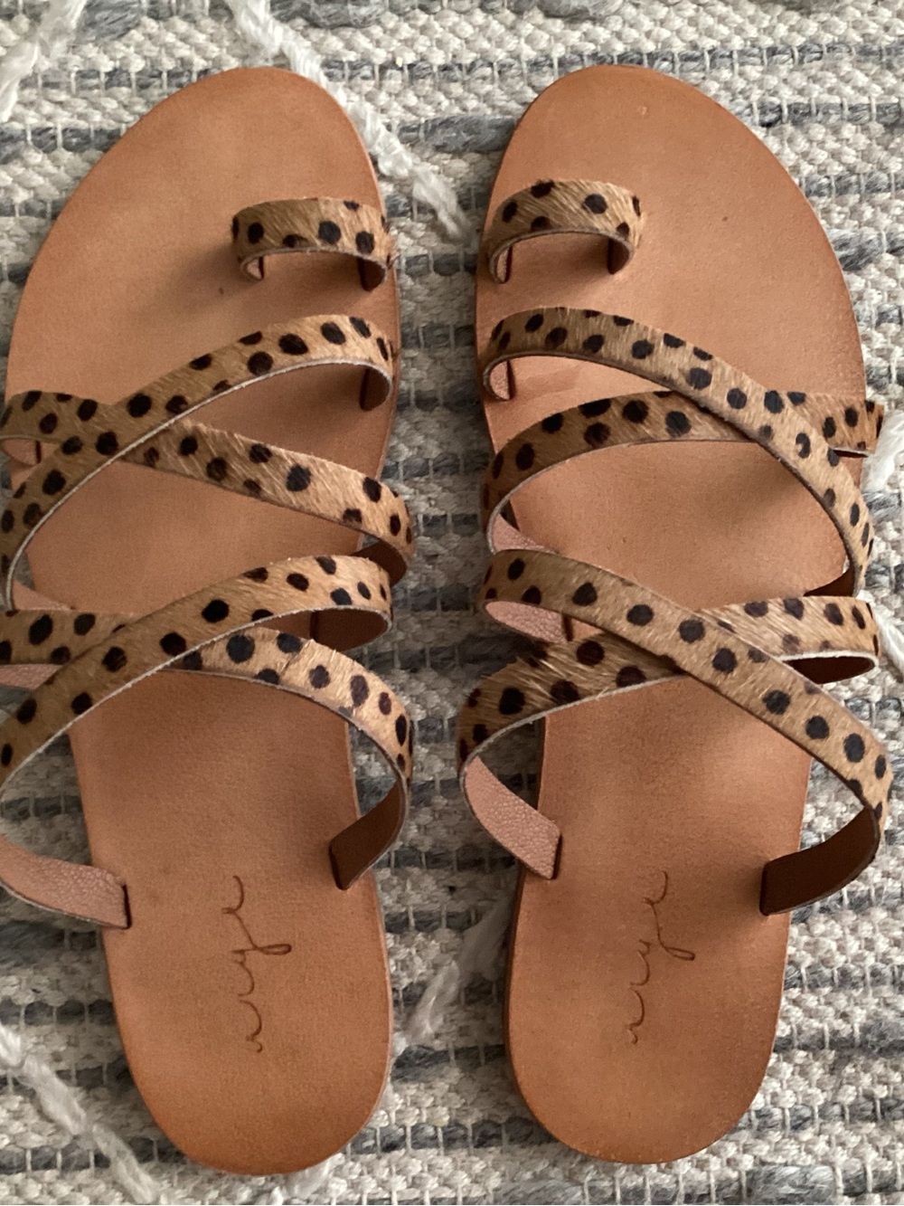 Urge Tan Sandals with Leopard Print Straps